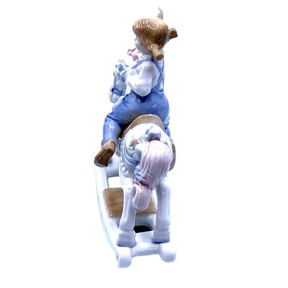 Vintage Paul Sabastian 1991 Porcelain Little Girl Riding White Rocking Horse Fig - Picture 6 of 10